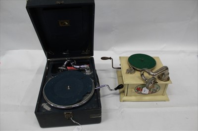 Lot 1781 - Children's Gramophone together with another His Masters Voice portable gramophone and some needles