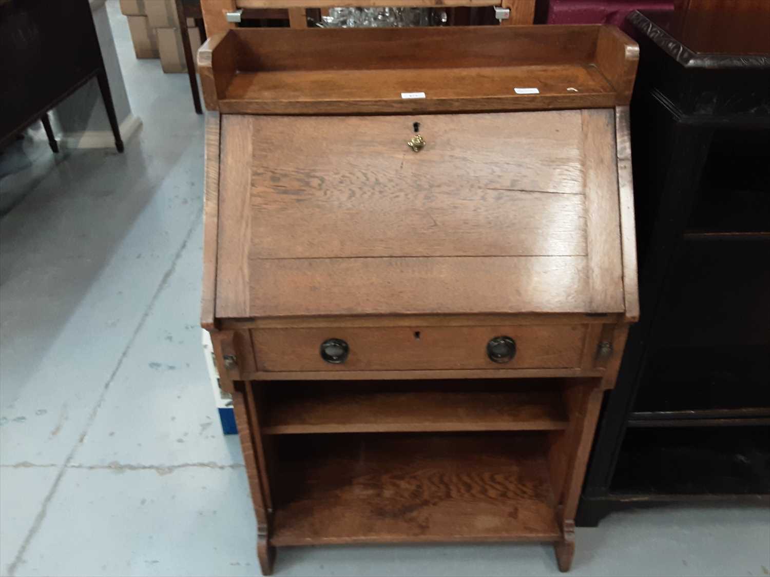 Lot 872 - Edwardian oak escritoire with single drawer