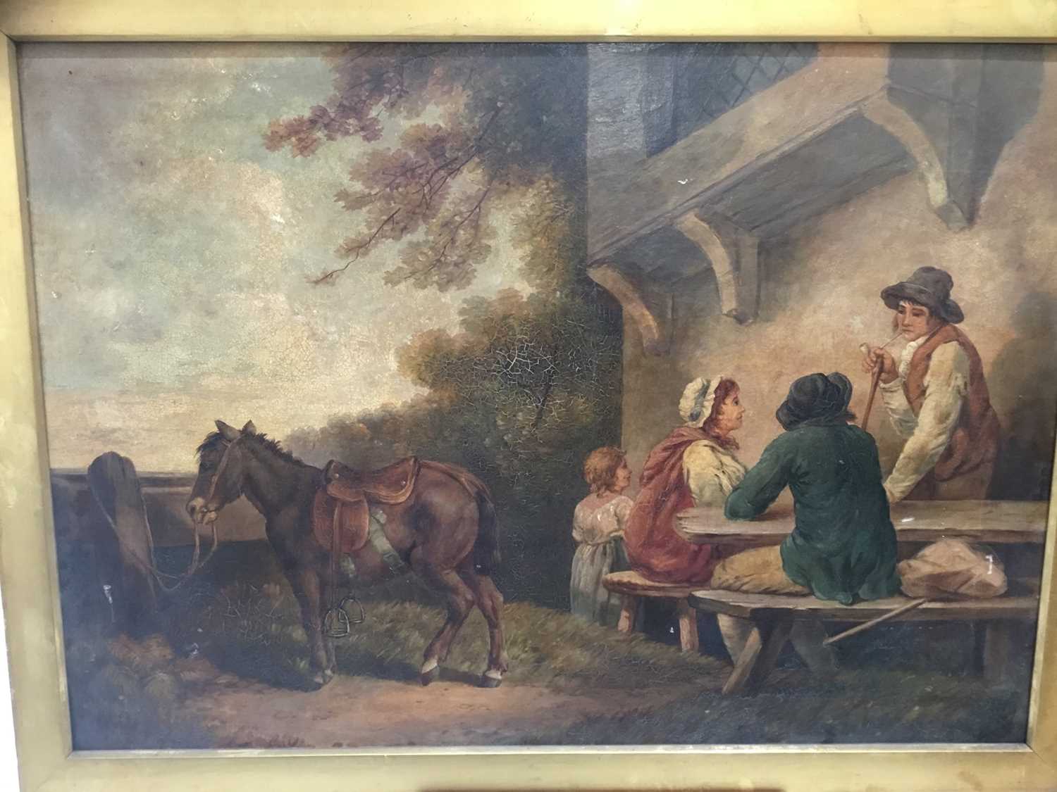 Lot 10 - After George Morland (1762-1804) oil on canvas - Rural scene with figures