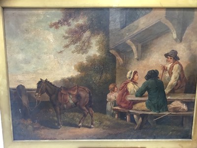 Lot 10 - After George Morland (1762-1804) oil on canvas - Rural scene with figures