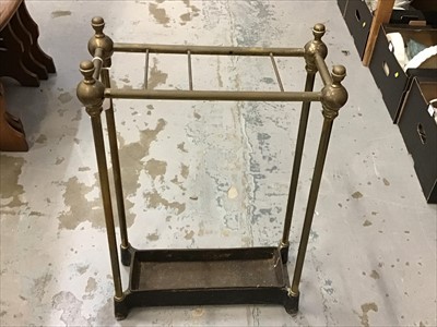 Lot 518 - Three copper coal scuttles, a brass stick/umbrella stand and other metalwork