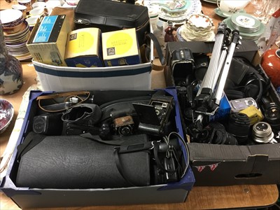 Lot 305 - Three boxes of cameras, lenses and photographic accessories