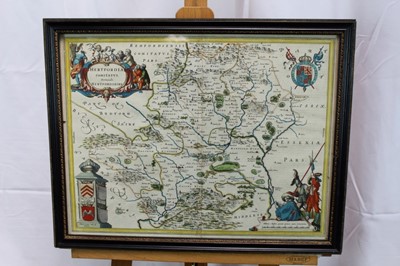 Lot 1028 - 17th century map of Hertfordshire together with a ribbon map of Ipswich to Norwich (2)