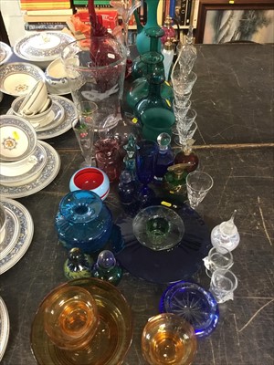Lot 166 - Good Collection of 20th century glassware, including a 1930s Thomas Webb fish pattern vase, Mdina glassware, etc