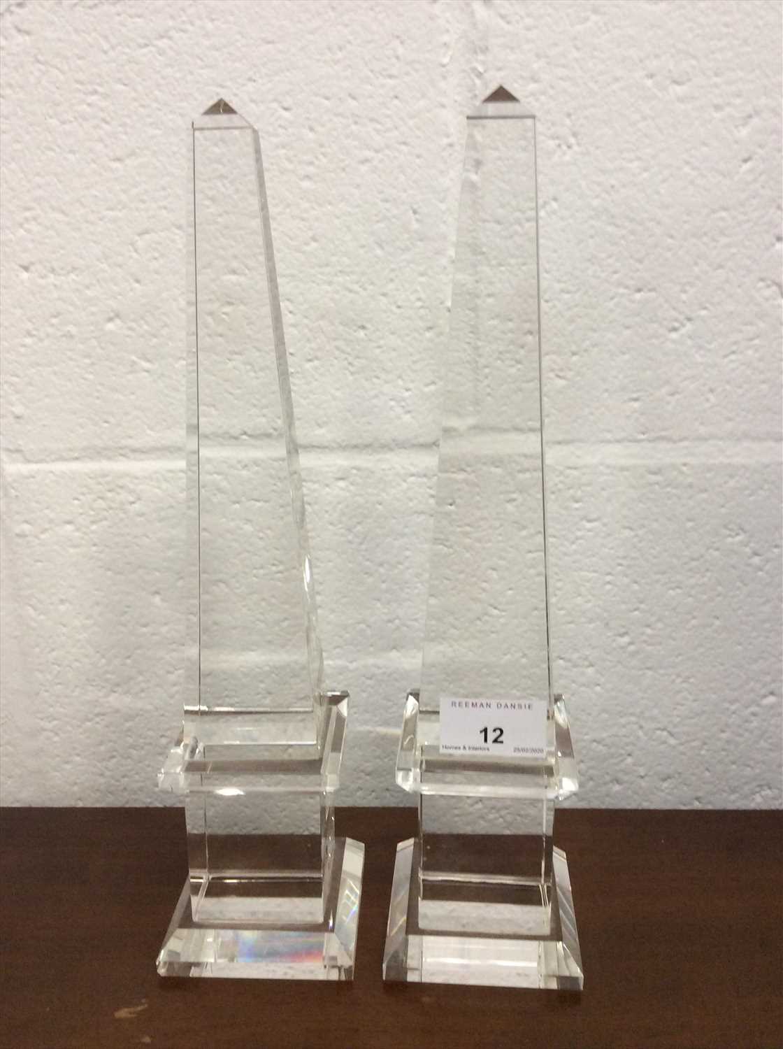 Lot 12 - Pair of contemporary glass obelisks