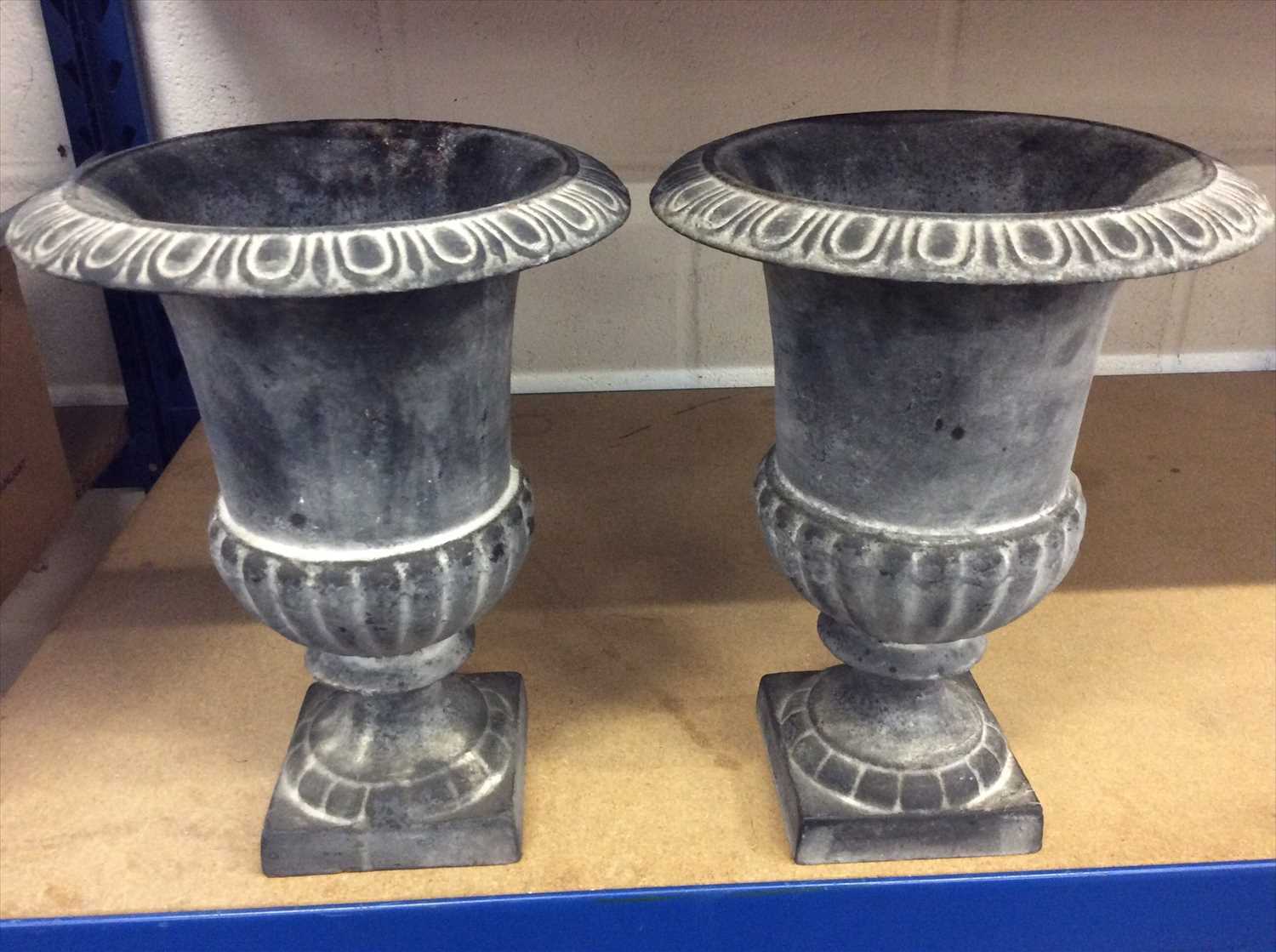 Lot 18 - Pair of classical style metal campagna shaped urns
