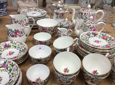Lot 30 - Extensive Crown Staffordshire teaset with floral bands and gilt borders - 52 pieces