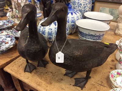 Lot 25 - Pair of bronzed metal figures of ducks in standing pose