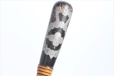 Lot 792 - Unusual Victorian Scottish Police Truncheon with inlaid steel decoration, ribbed grip with concealed dagger, approx. 20cm in length
