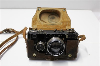 Lot 1813 - Zeiss Ikon Contax I camera with Sonnar f2 5cm lens, in leather case