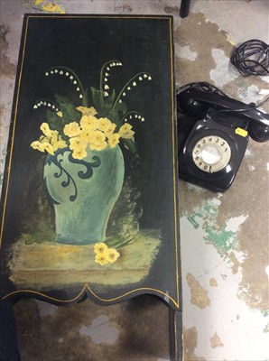 Lot 410 - Vintage telephone together with an Edwardian hand painted sewing cabinet