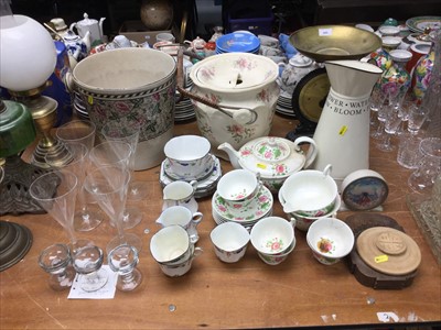 Lot 288 - Early 19th Century tea set, together with Salter Scales, other ceramics, pales and sundries