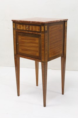 Lot 1347 - 19th century Continental  mahogany inlaid and marbled topped bedside cupboard