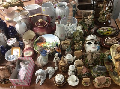 Lot 407 - Group decorative ceramics, ornaments including Nao, Lladro and Lilliput Lane cottages