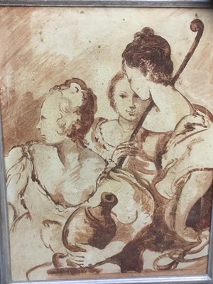 Lot 106 - 18th century style monochrome oil on canvas of figures