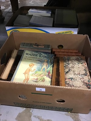Lot 49 - Two boxes of antique leather bound and other books