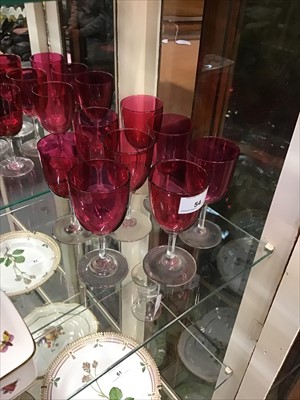 Lot 54 - Eight cranberry glass wines