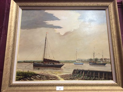 Lot 63 - Bill Burton oil on board - Low Tide, signed and dated 1974, in gilt frame