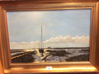 Lot 65 - Bill Burton oil on board - Blue Symphony West Mersea, signed, in gilt frame