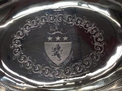 Lot 243 - Good George III silver swing handled bread basket, arms for the Inglis family