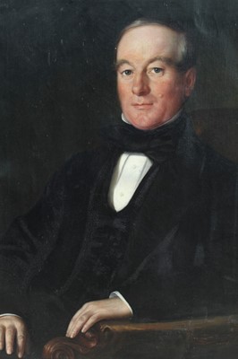 Lot 82 - English School, circa 1830, half length portrait of a Gentleman in black jacket and tie