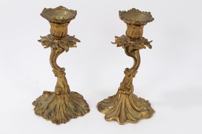 Lot 113 - Late 18th / early 19th century ormolu rococo candlesticks