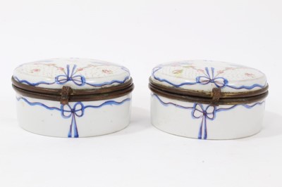 Lot 723 - Pair of 19th century Continental enamelled circular boxes with metal mounts