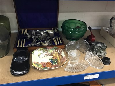 Lot 86 - Sundry items, including canteen of cutlery, Royal Doulton bowl, glassware, etc