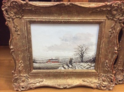 Lot 479 - C B Turner pair of oils on canvas- Winter snowy landscapes, in gilt frames