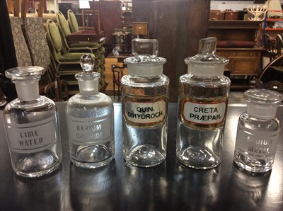 Lot 474 - Five antique glass apothecary jars