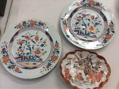 Lot 454 - Two 18th century Chinese Imari dishes and Japanese kutani dish