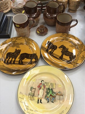 Lot 456 - Group of Doulton harvest stoneware jugs, three Doulton plates