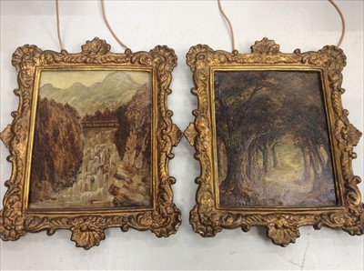 Lot 459 - Pair of Victorian oils on tin  - landscapes