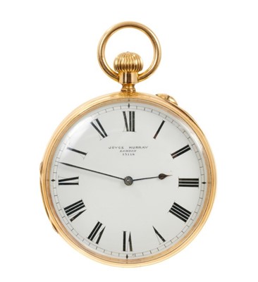 Lot 604 - Gold 18ct open face keyless pocket watch by Joyce Murray