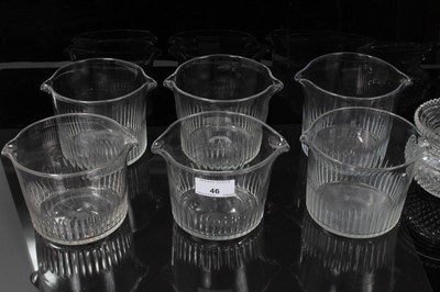 Lot 46 - Set of six Georgian facet cut glass wine rinsers, with a regency cut glass cup (7)
