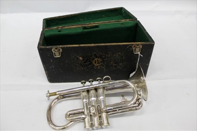 Lot 1776 - Westminster plated trumpet by Besson with wooden case