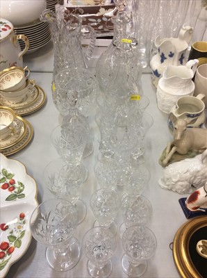 Lot 477 - Good quality cut glass jug, decanters and other glassware