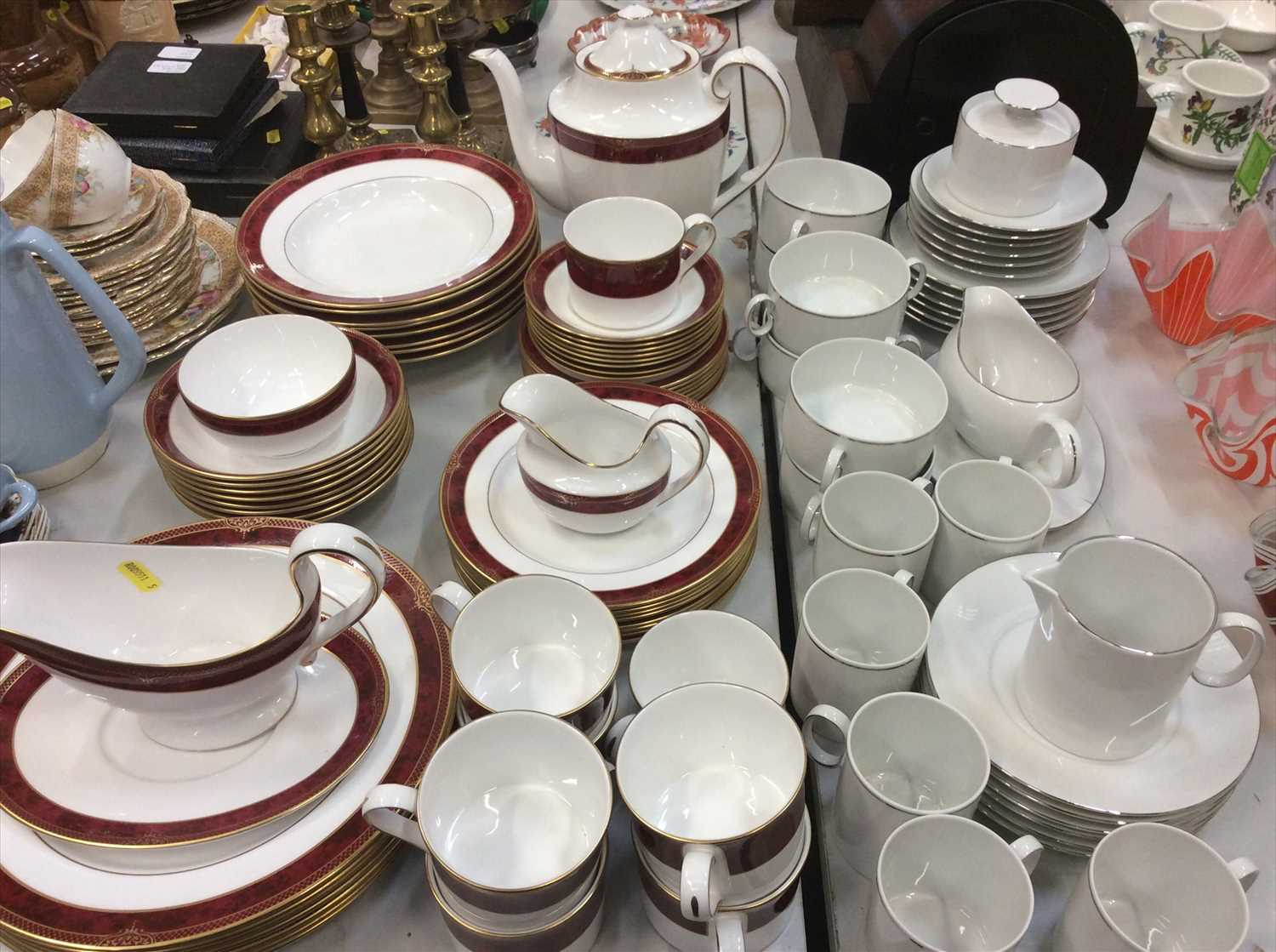 Lot 467 - Spode Bordeaux tea and dinner ware and a white glazed German porcelain service