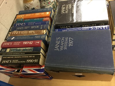 Lot 333 - Two boxes of Jane's books including aircraft and ships