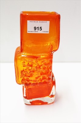 Lot 915 - Whitefriars tangerine drunken bricklayer vase designed by Geoffrey Baxter