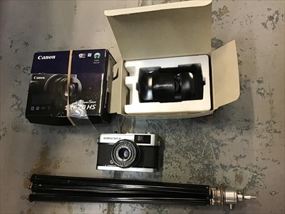 Lot 541 - Olympus Trip 3S camera and tripod plus two other cameras