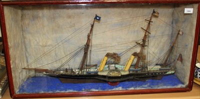 Lot 1966 - Scratch built model paddle steamer in display case