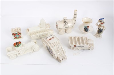 Lot 991 - Selection of crested ware items including military vehicles