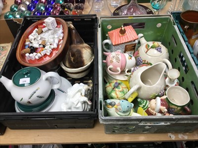 Lot 336 - Three boxes of china to include Royal Doulton figure and Denny teapot