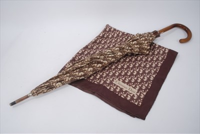 Lot 1695 - 1970s Vintage Designer umbrella and silk scarf by Christian Dior