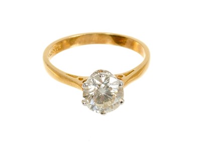 Lot 436 - Diamond single stone ring with a brilliant cut diamond estimated to weigh approximately 1.27cts in six claw setting on 18ct gold shank