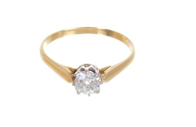 Lot 438 - Diamond single stone ring with an old cut diamond estimated to weigh approximately 0.45cts in eight claw setting on 18ct yellow gold shank