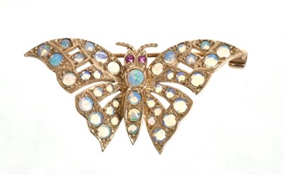 Lot 444 - 9ct gold and opal butterfly brooch