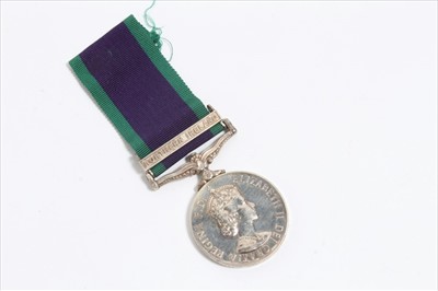 Lot 659 - Elizabeth II General Service Medal (post 1962 type) with Northern Ireland clasp named to 24338200 GNR. J.D. Dodge RA.