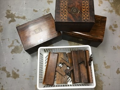 Lot 265 - Three Victorian jewellery boxes, group of planes